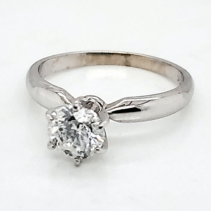 14Kt White Gold 1.00 Carat Round, Brilliant Cut Diamond Solitaire Engagement Ring