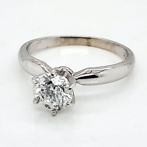 14Kt White Gold 1.00 Carat Round, Brilliant Cut Diamond Solitaire Engagement Ring