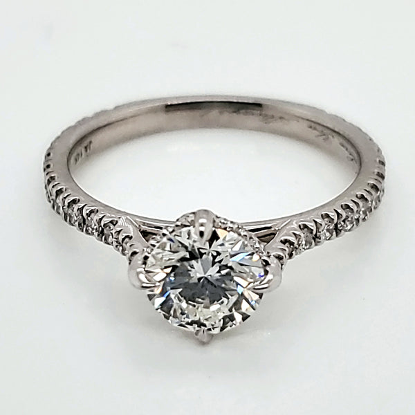 14kt White Gold 1.00 Carat Round, Brilliant Cut Diamond Engagement Ring