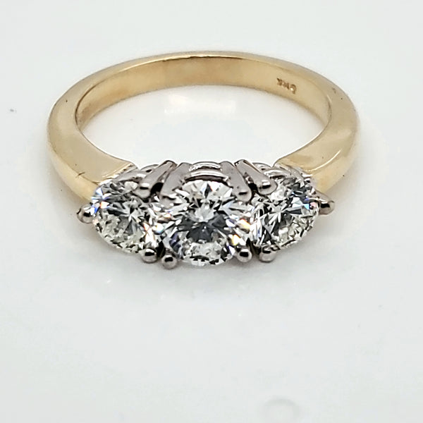 14kt Yellow Gold Three Diamond Engagement Ring