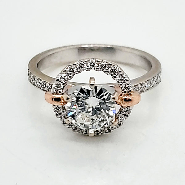 .77 Carat Round Diamond Engagement ring in White and Rose Gold