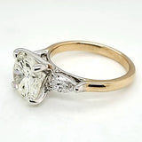 14kt Yellow and White Gold 3.26 Carat Round Brilliant Cut Diamond Engagement Ring