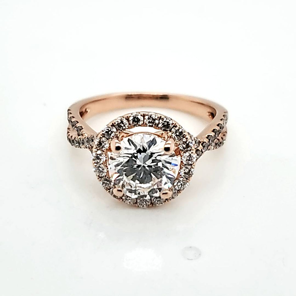 14kt Rose Gold 1.51 Carat Round Diamond Engagement Ring