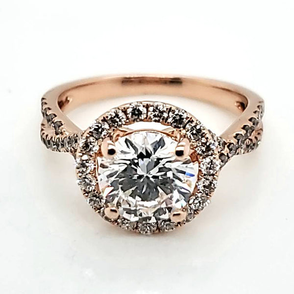 14kt Rose Gold 1.51 Carat Round Diamond Engagement Ring