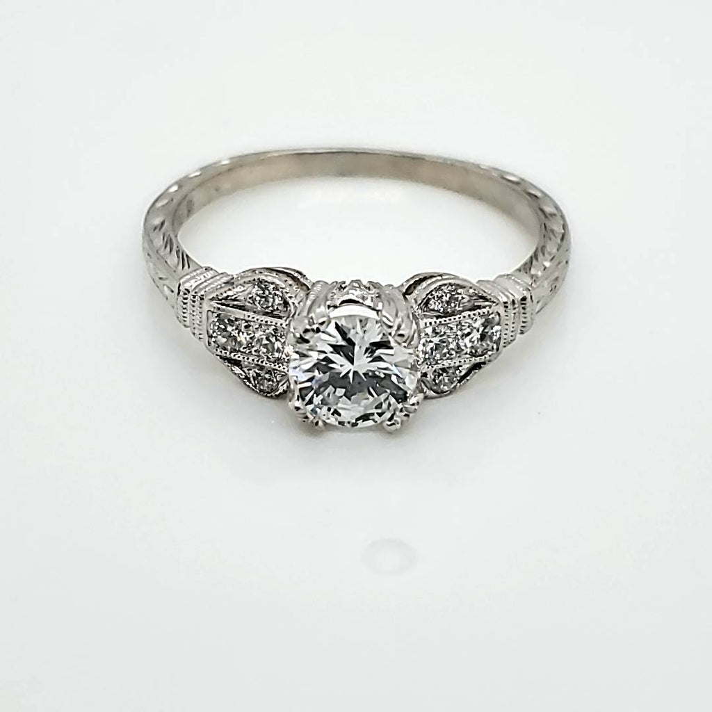 14kt White Gold .55 Carat Round, Brilliant Cut Diamond Engagement Ring