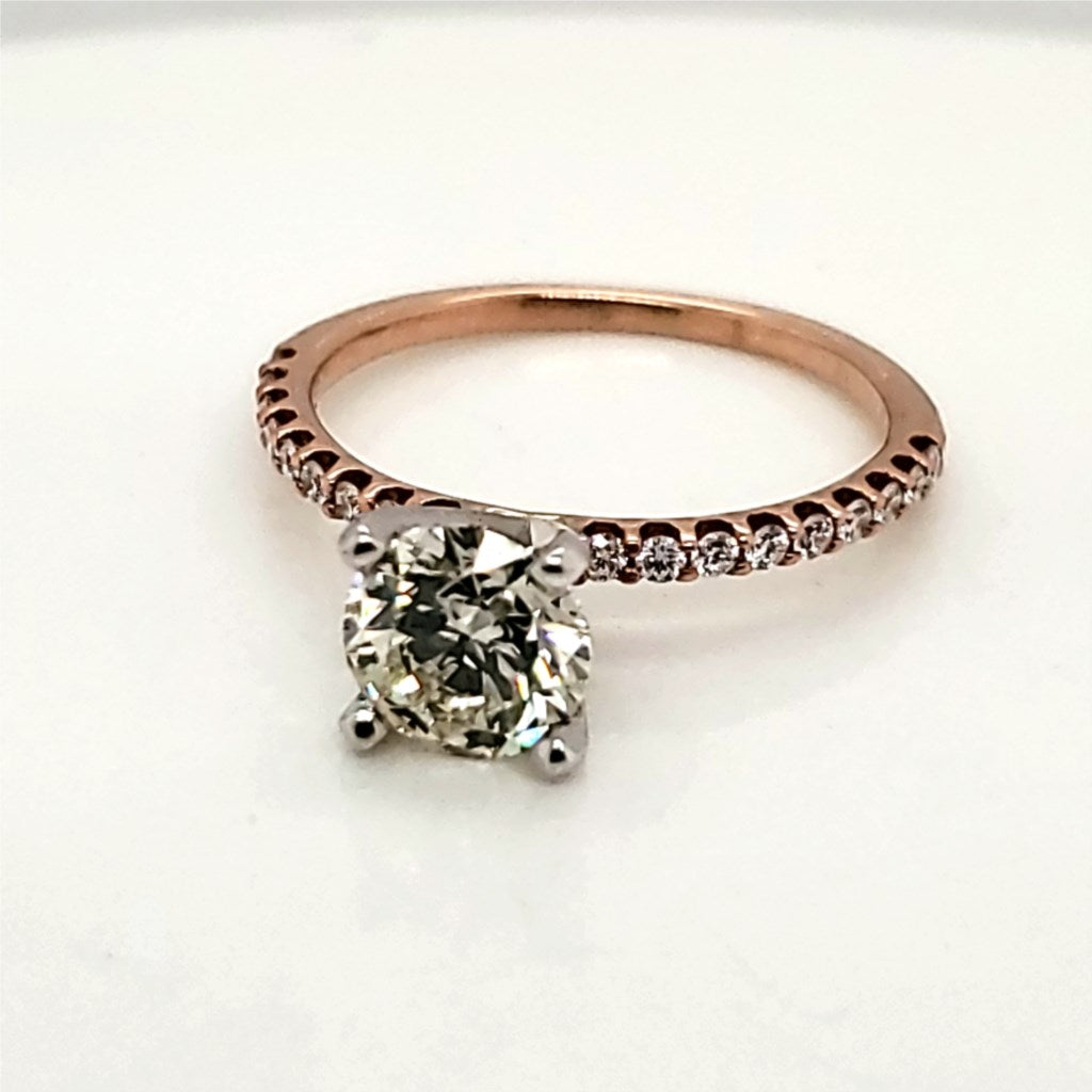 14kt Rose Gold 1.20 Carat Round Brilliant Cut Diamond Engagement Ring