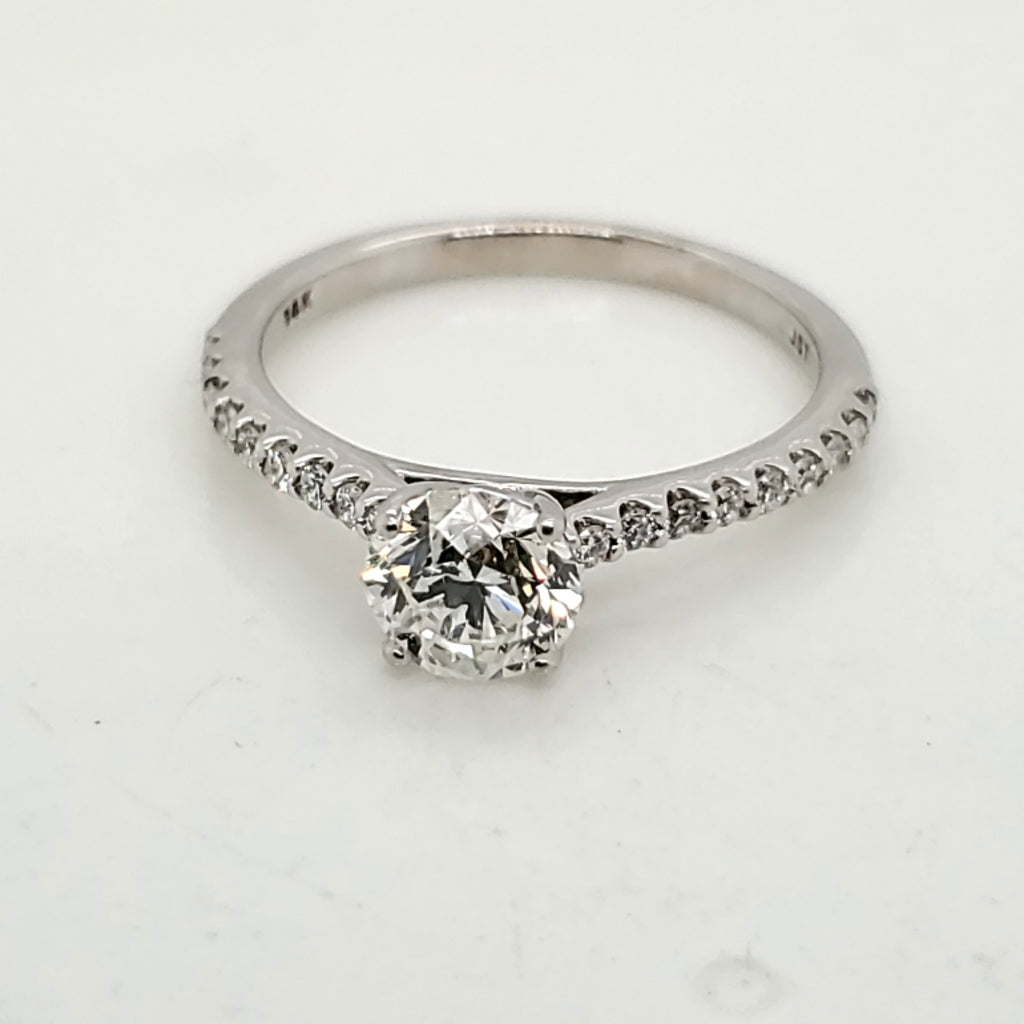 14kt White Gold .93 Carat Round Brilliant Cut Diamond Engagement Ring