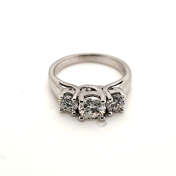 14kt White Gold 1.00 Carat Total Weight Three Stone Engsagement Ring