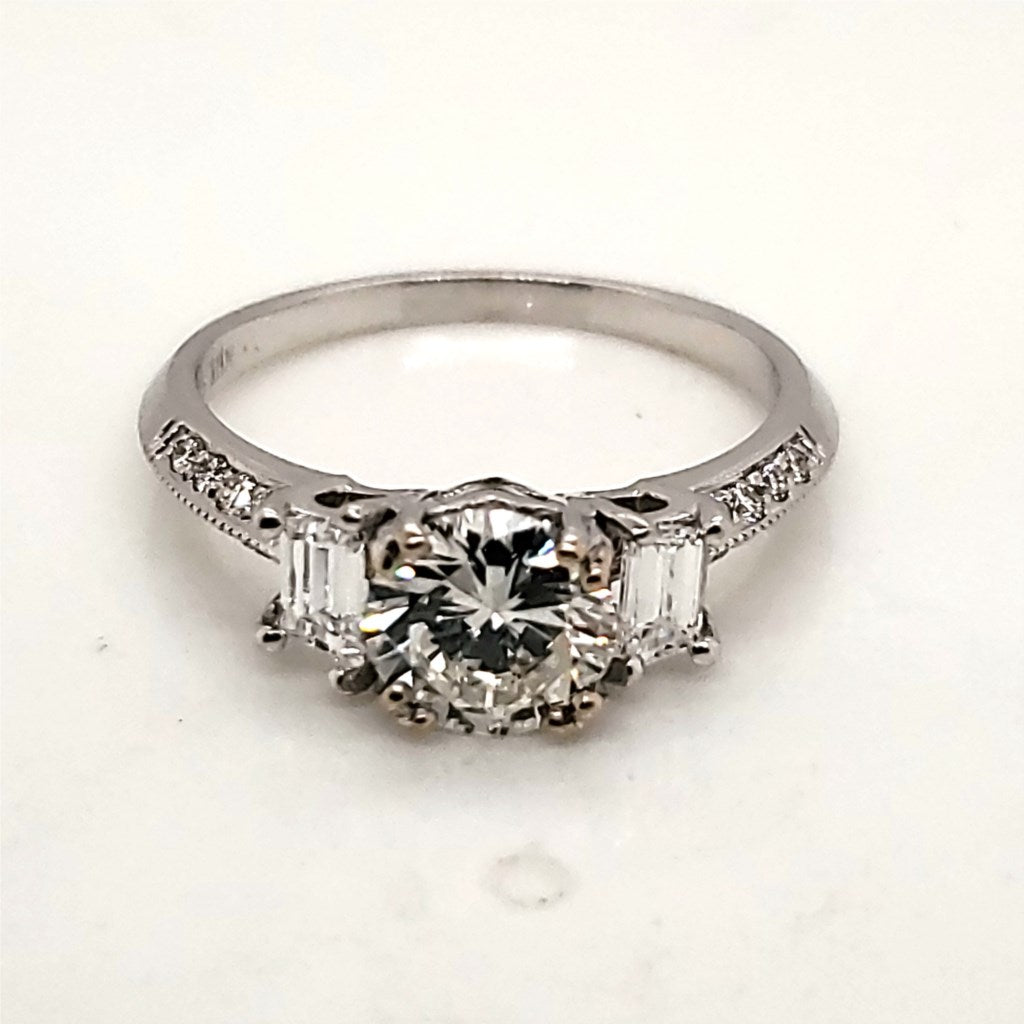 18kt White Gold .97 Carat Round Brilliant Cut Diamond Engagement Ring