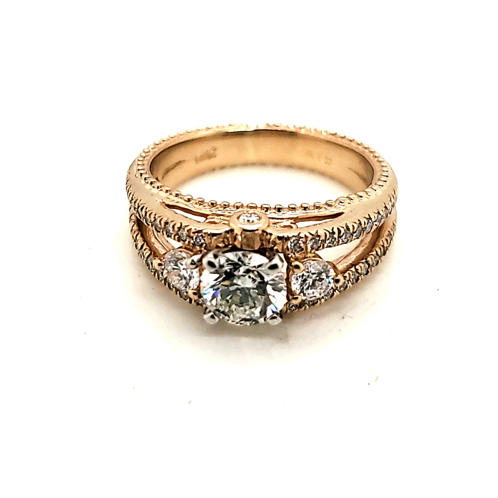 14kt Yellow Gold .80 Carat Round Brilliant Cut Diamond Engagement Ring