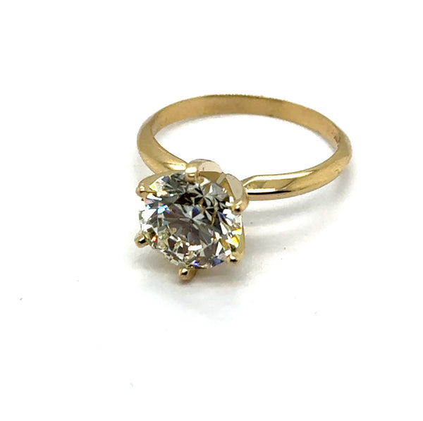 2.80 Carat Round, Brilliant Cut Diamond Engagement Ring 14kt Yellow Gold