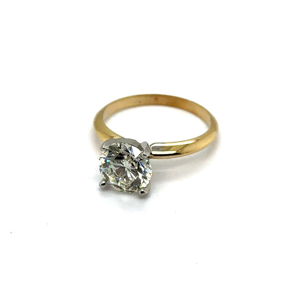 2.01 Carat Round, Brilliant Cut Diamond Engagement Ring 14kt Yellow Gold