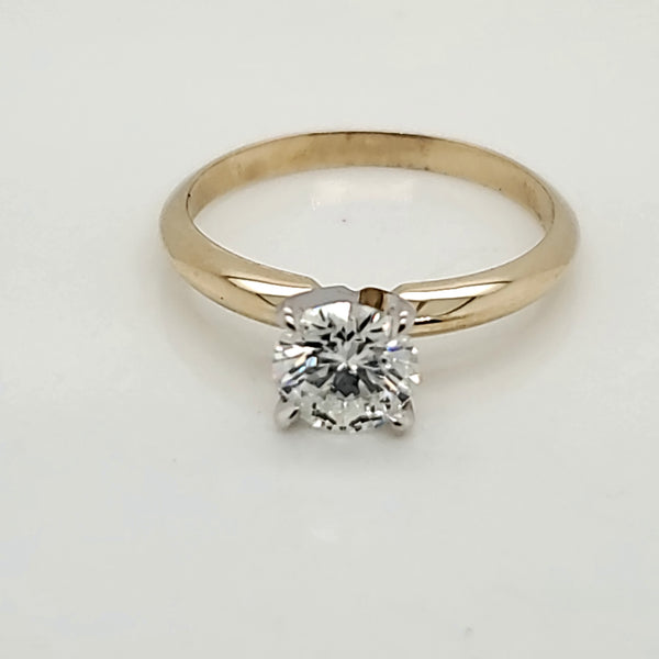 14Kt Yellow Gold .77 Carat Round Brilliant Cut Diamond Solitaire Engagement Ring