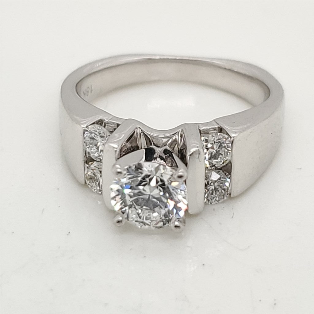 18kt White Gold .80 Carat Round Brilliant Cut Diamond Engagement Ring