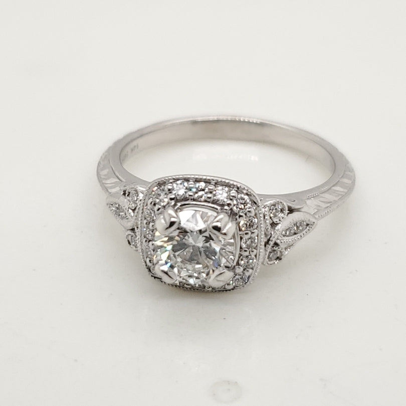 14kt White Gold .58 Carat Round Brilliant Cut Diamond Engagement Ring