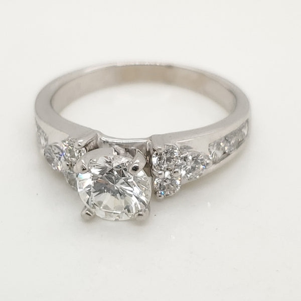 14kt White Gold .93 Carat Round Brilliant Cut Diamond Engagement Ring