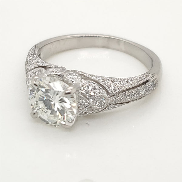 Platinum 1.17 Carat Round Brilliant Cut Diamond Engagement Ring