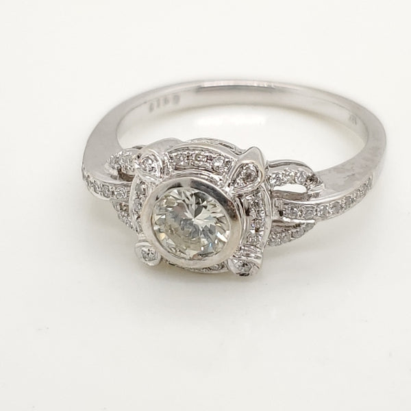 18kt White Gold .45 Carat Round Brilliant Cut Diamond Engagement Ring