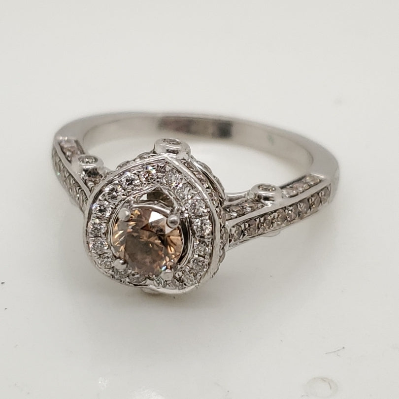 14kt White Gold Cognac Brown Diamond Engagement Ring