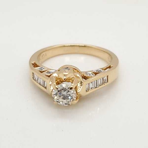 18t Yellow Gold .38 Carat Round Brilliant Cut Diamond Engagement Ring