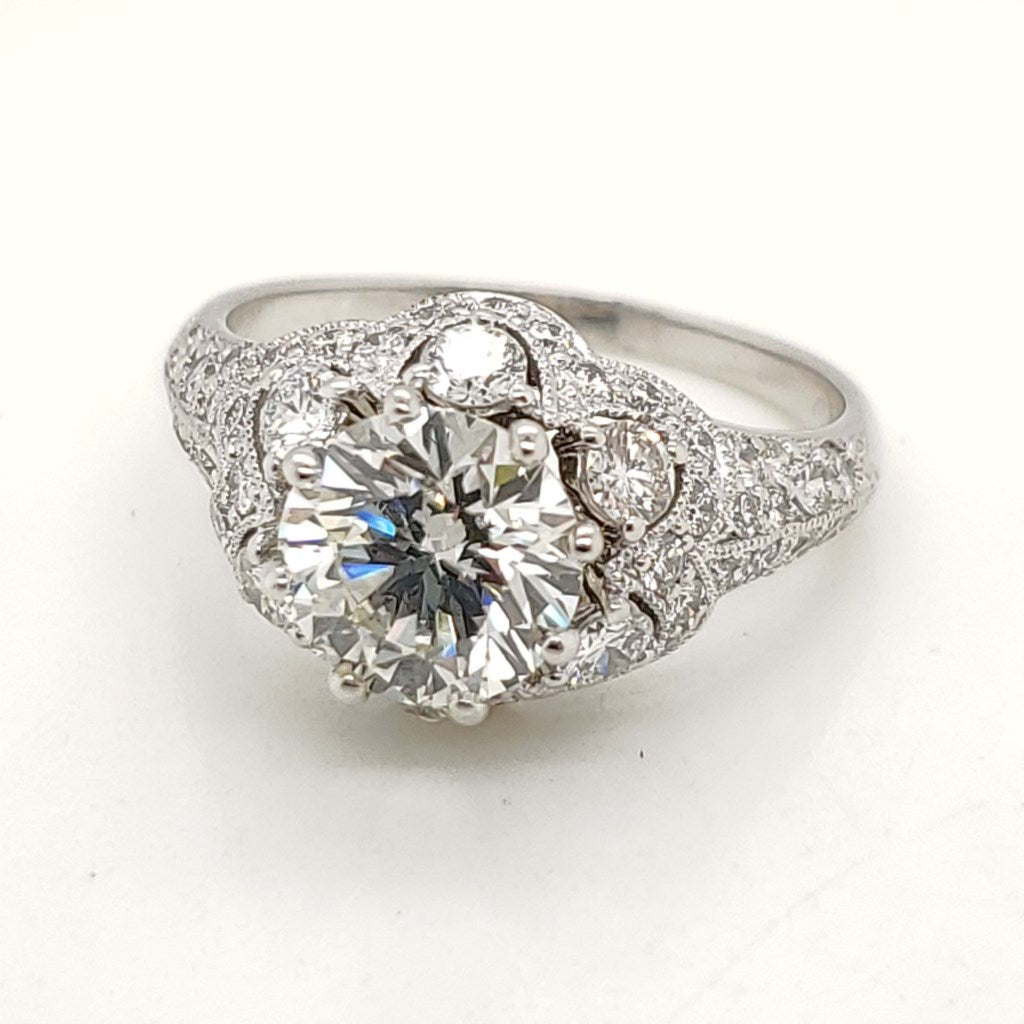 14kt White Gold 1.77 Carat Round Brilliant Cut Diamond Engagement Ring