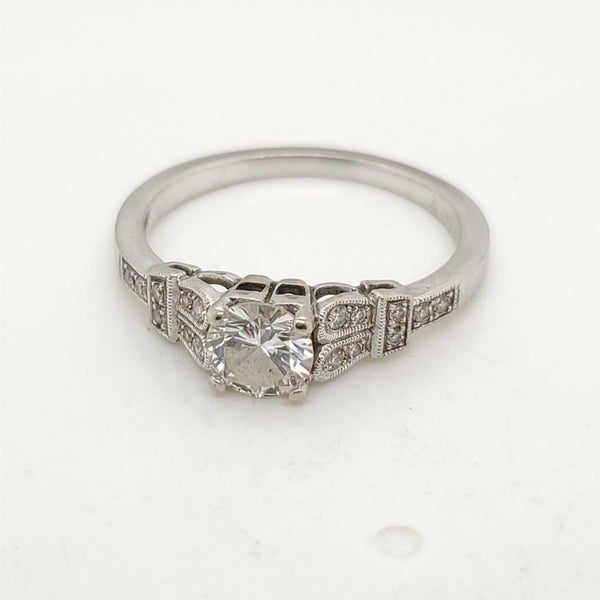 14kt White Gold .52 Carat Round Brilliant Cut Diamond Engagement Ring