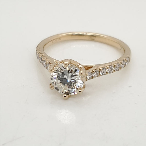 14kt Yellow Gold 1.00 Carat Round Brilliant Cut Diamond Engagement Ring