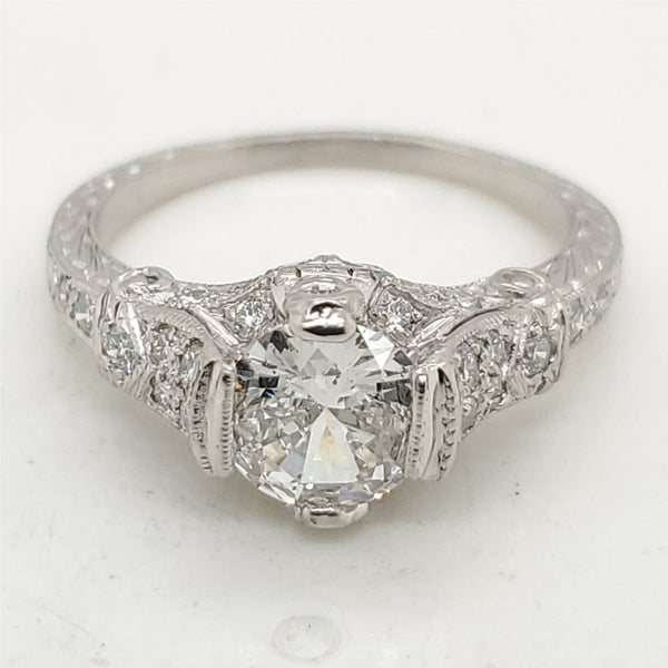 Platinum .89 Carat Round Brilliant Cut Diamond Engagement Ring