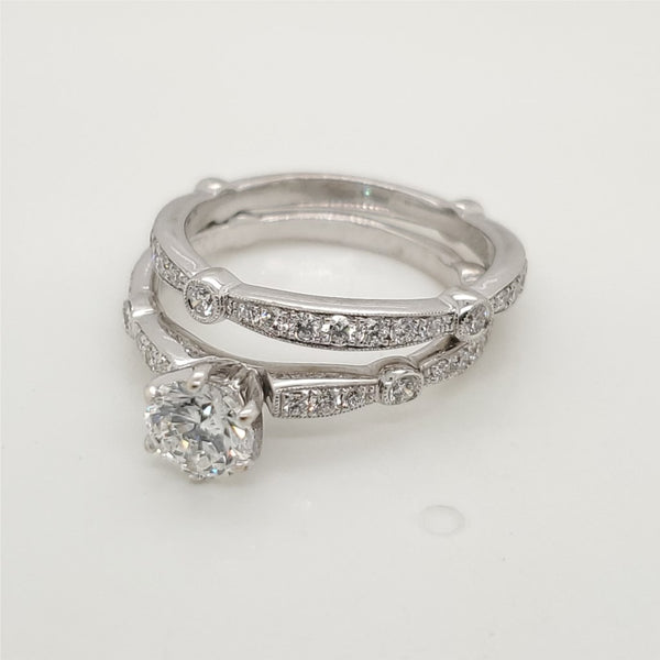 18Kt White Gold 1.10 Carat Total Weight Diamond Wedding Set