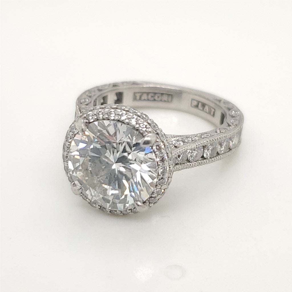 Platinum 3.43 Carat Round Brilliant Cut Diamond Engagement Ring