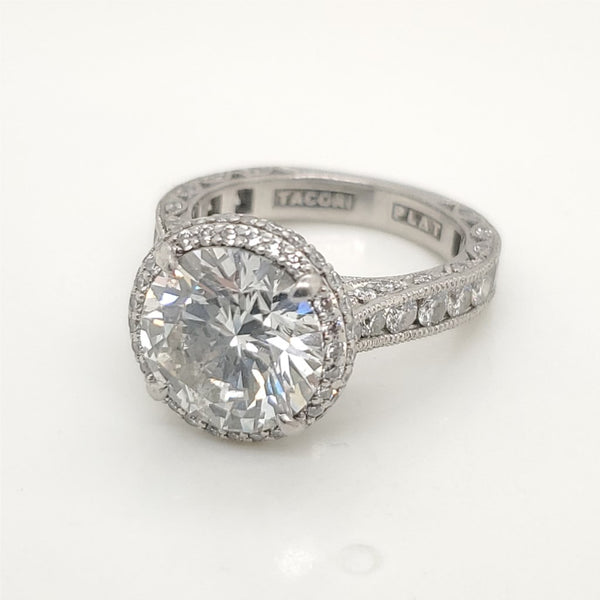 Platinum 3.43 Carat Round Brilliant Cut Diamond Engagement Ring