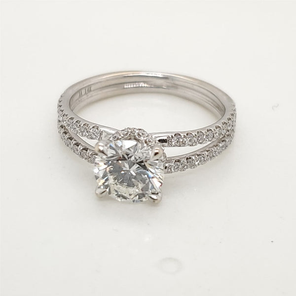 14kt White Gold 1.11 Carat Round Brilliant Cut Diamond Engagement Ring