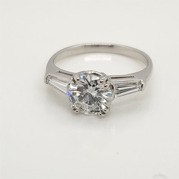 Platinum 1.38 Carat Round Diamond Engagement Ring