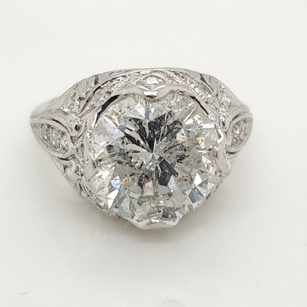 4.42 Carat Round Brilliant Cut Diamond Ring in Platinum Mounting