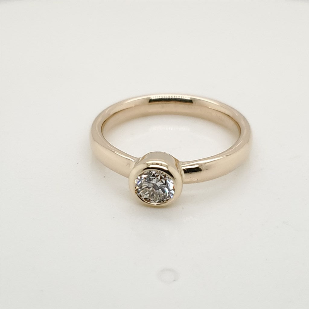 14Kt Yellow Gold .50 Carat Round, Brilliant Cut Diamond Solitaire Engagement Ring