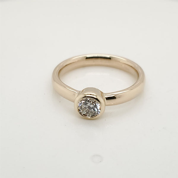 14Kt Yellow Gold .50 Carat Round, Brilliant Cut Diamond Solitaire Engagement Ring