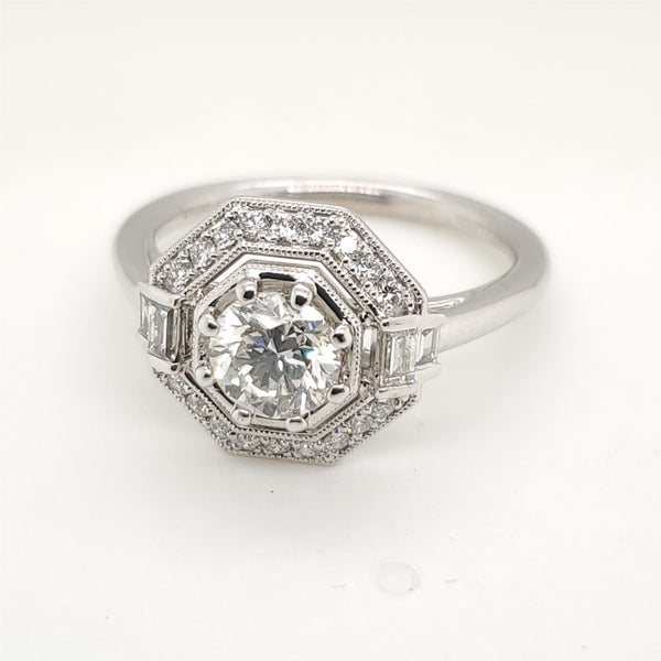 14kt White Gold .90 Carat Round Brilliant Cut Diamond Engagement Ring