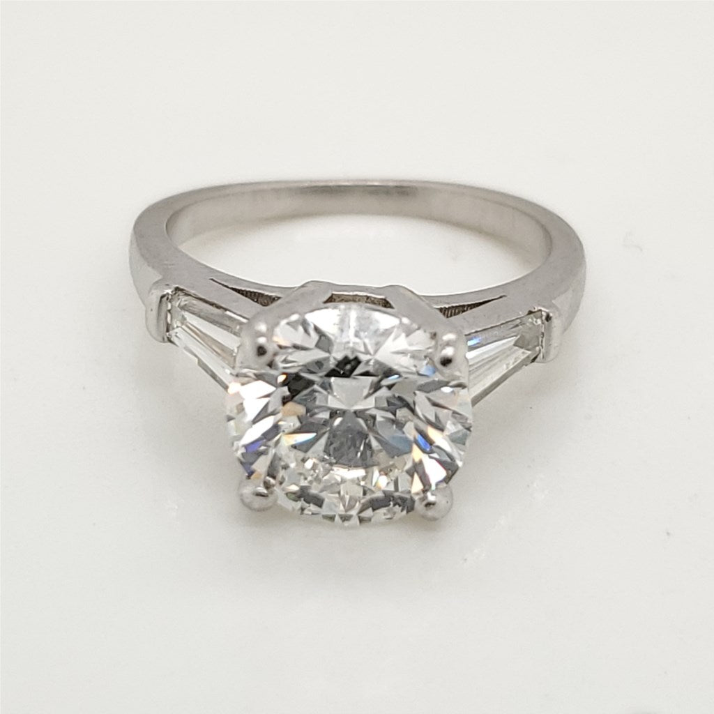 Platinum 3.01 Carat Round Brilliant Cut Diamond Engagement Ring