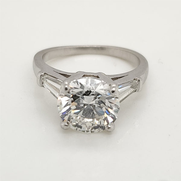 Platinum 3.01 Carat Round Brilliant Cut Diamond Engagement Ring