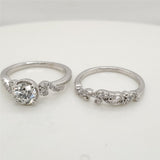 14kt White Gold .81 Carat Round Brilliant Cut Diamond Engagement Ring and Matching Band