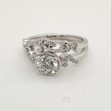 14kt White Gold .81 Carat Round Brilliant Cut Diamond Engagement Ring and Matching Band