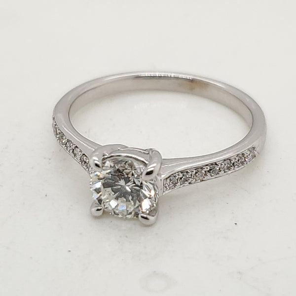 14kt White Gold .71 Carat Round Brilliant Cut Diamond Engagement Ring