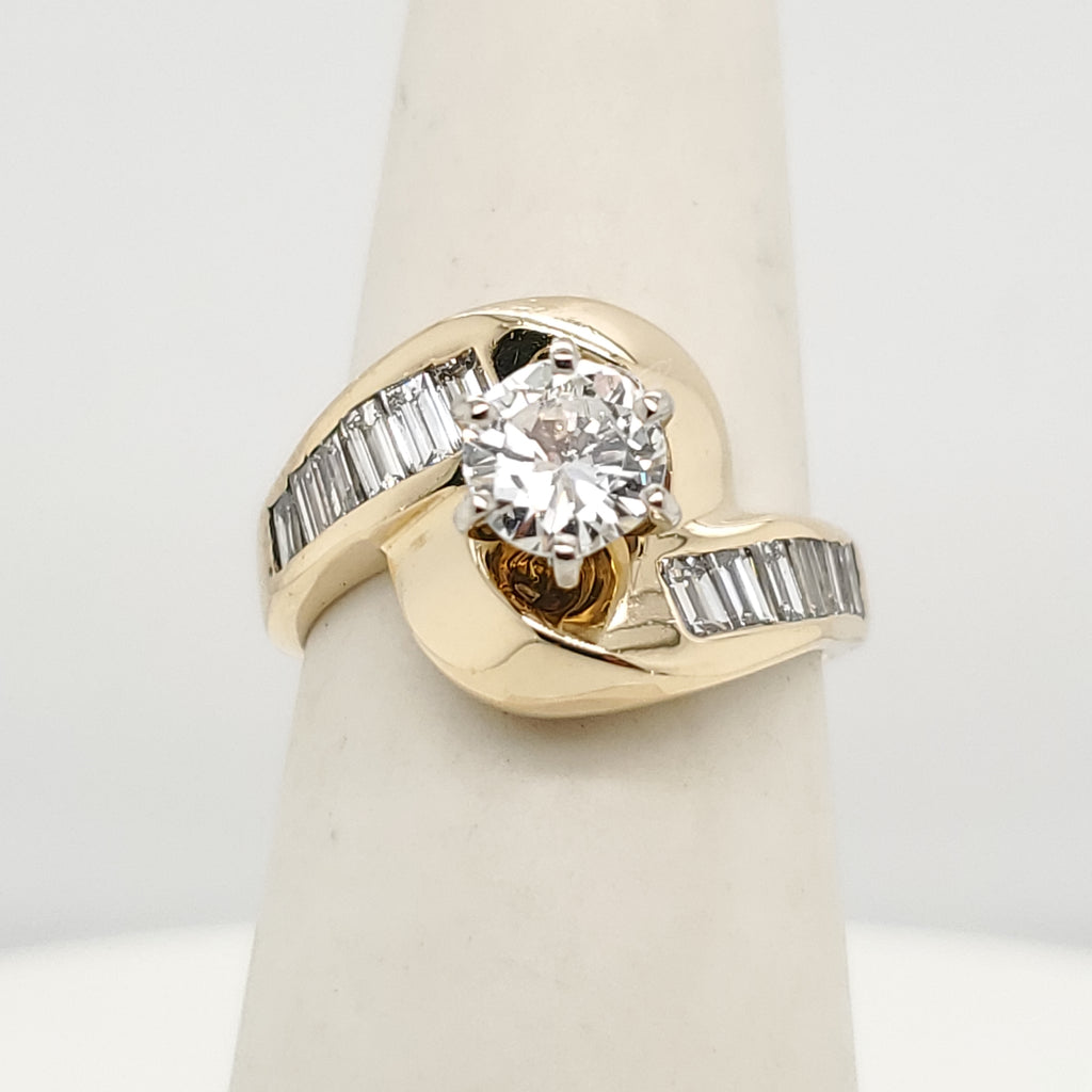 18kt Yellow Gold .55 Carat Round Brilliant Cut Diamond Engagement Ring