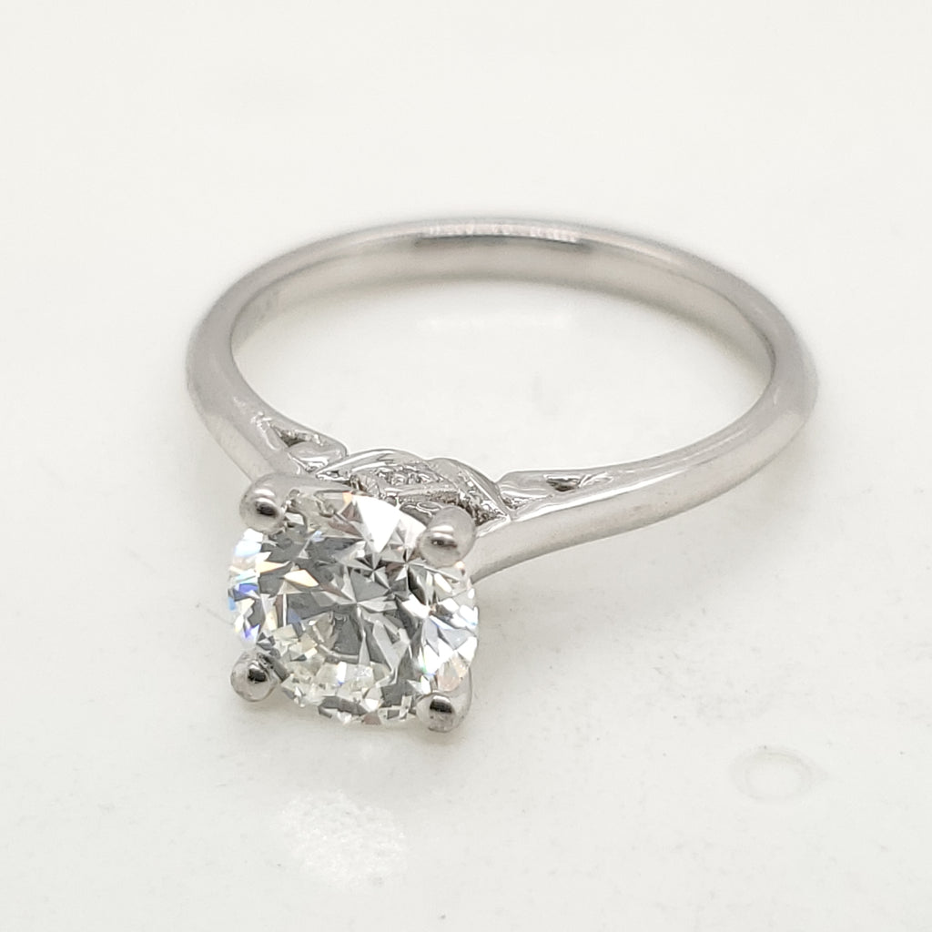 Platinum 1.60 Carat Round Brilliant Cut Diamond Engagement Ring
