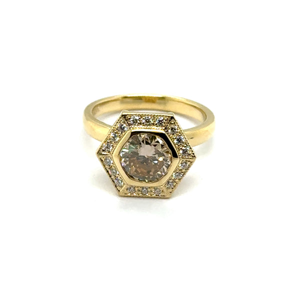 1.48 Cttw 18Kt Yellow Gold Cognac Diamond Engagment Ring