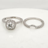 14kt White Gold 1.01 Carat Round Brilliant Cut Diamond Engagement Ring and Matching Band