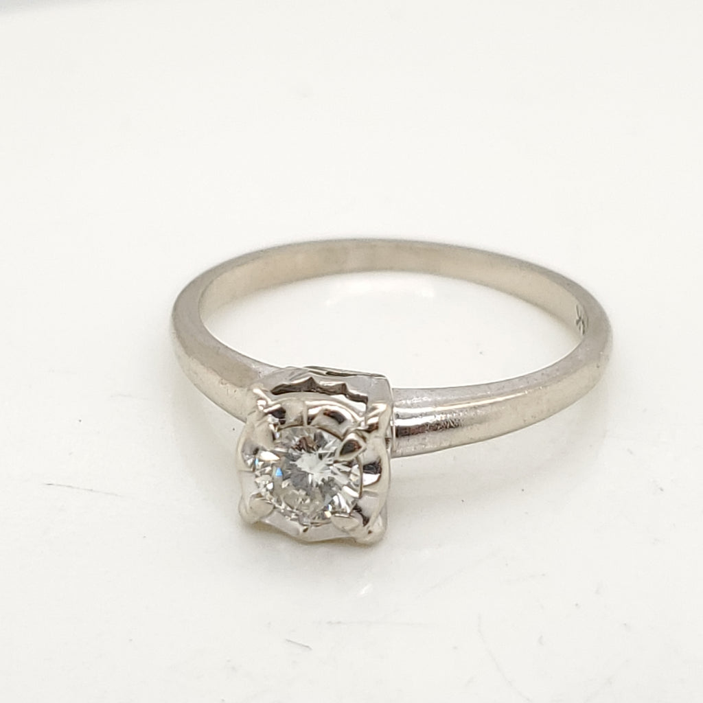 14kt White Gold .33 Carat Round Brilliant Cut Diamond Engagement Ring