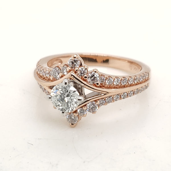 14kt Rose Gold .40 Carat Round Brilliant Cut Diamond Engagement Ring