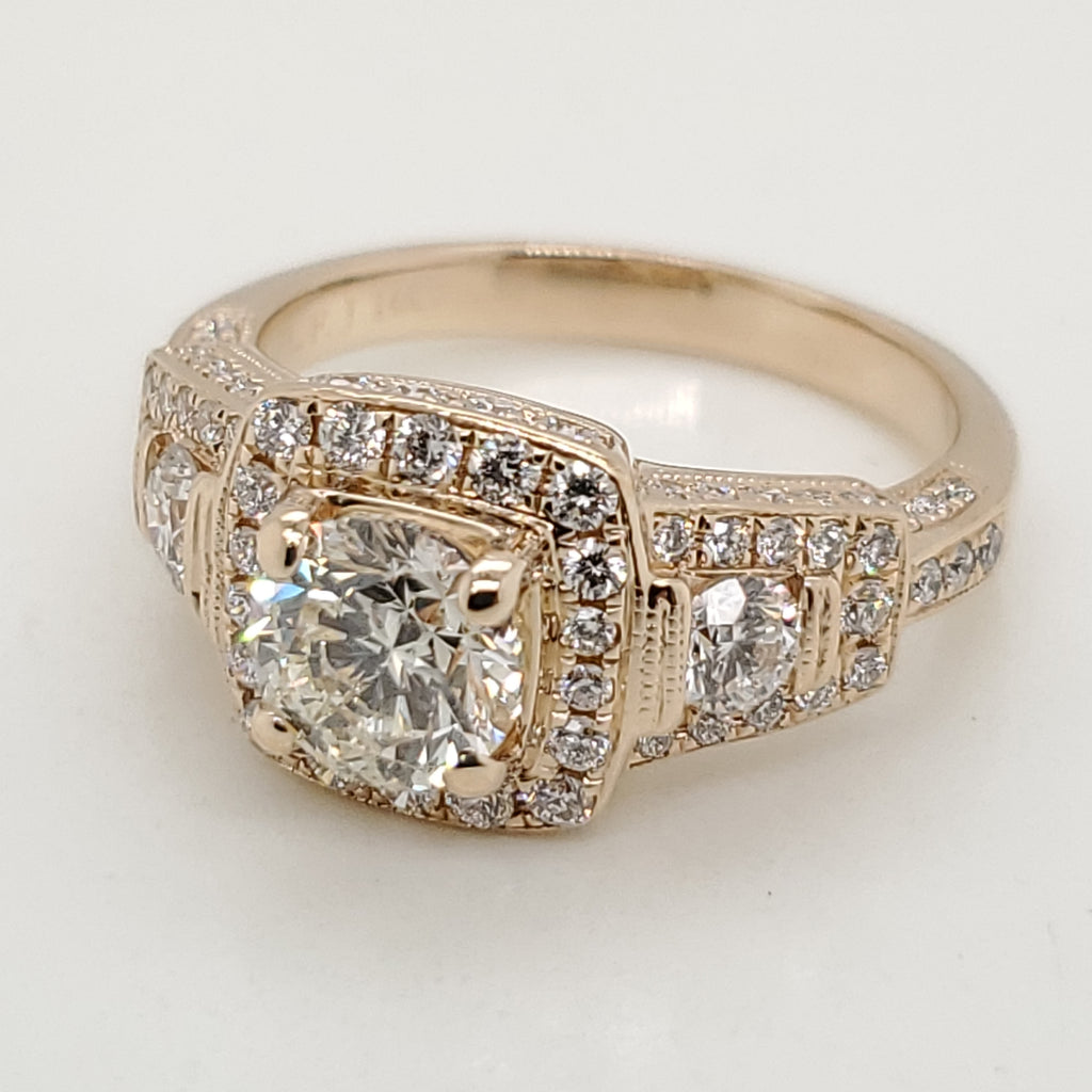 14Kt Yellow Gold 1.00 Carat Round, Brilliant Cut Diamond Engagement Ring