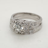 Platinum .90 Carat Round Brilliant Cut Diamond Wedding Set